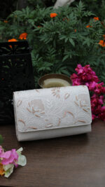 SILVER GREY CHIKANKARI CLUTCH