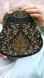 BLACK ZARDOZI & MUKAISH CLUTCH