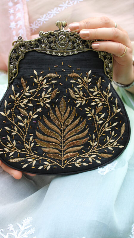black zardozi clutch