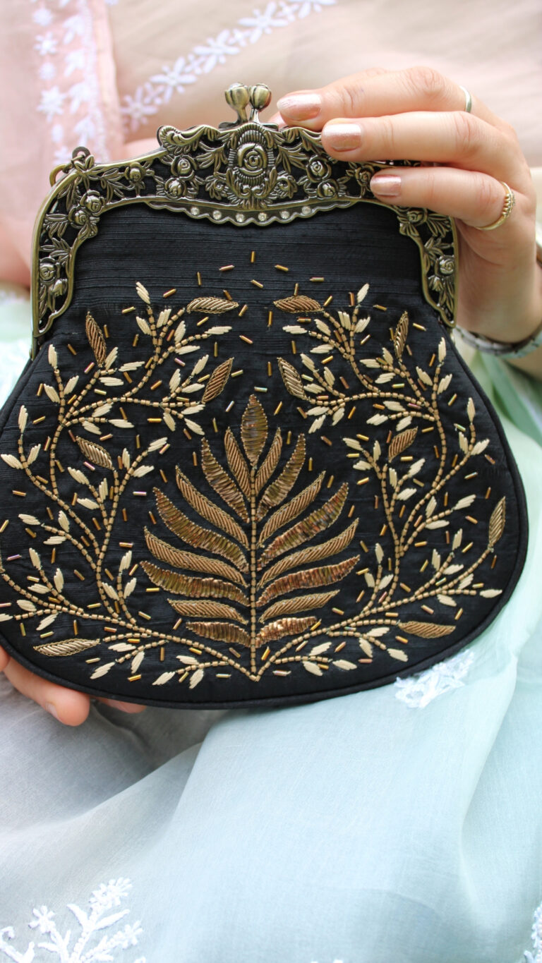 black zardozi clutch
