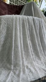 DYEABLE PURE & PREMIUM GEORGETTE CHIKANKARI SAREE & BLOUSE - Image 2