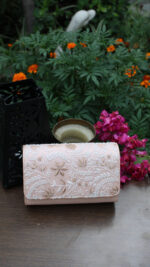PEACHISH PINK CHIKANKARI CLUTCH