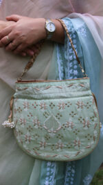 MINT GREEN CHIKANKARI & MUKAISH BATUA - Image 2
