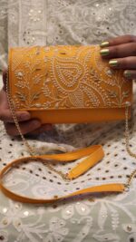 TANGERINE CHIKANKARI CLUTCH - Image 2