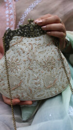 IVORY CHIKANKARI CLUTCH - Image 2