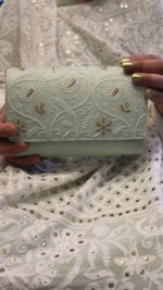 SAGE GREEN CHIKANKARI CLUTCH
