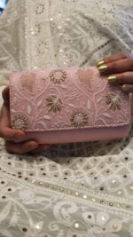 ROSE PINK CHIKANKARI CLUTCH