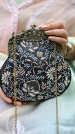 BLACK CHIKANKARI CLUTCH - Image 2