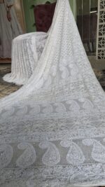 DYEABLE PURE & PREMIUM GEORGETTE CHIKANKARI SAREE & BLOUSE - Image 4