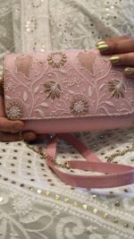 ROSE PINK CHIKANKARI CLUTCH - Image 2