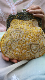 MUSTARD CHIKANKARI CLUTCH