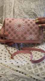 PINK CHIKANKARI CLUTCH - Image 2