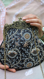 BLACK CHIKANKARI CLUTCH - Image 2