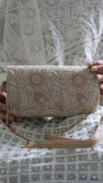 BEIGE CHIKANKARI CLUTCH - Image 2