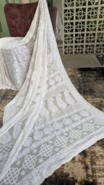 DYEABLE PURE & PREMIUM GEORGETTE CHIKANKARI SAREE & BLOUSE - Image 5