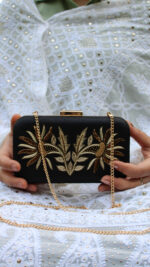 BLACK ZARDOZI & MUKAISH CLUTCH - Image 2