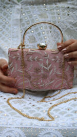 PINK CHIKANKARI CLUTCH - Image 2