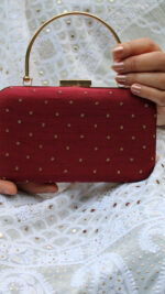 MAROON ZARDOZI & MUKAISH CLUTCH - Image 3