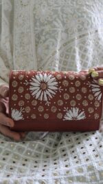 CHOCOLATE BROWN CHIKANKARI CLUTCH