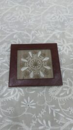 BEIGE CHIKANKARI LEATHER COASTER - Image 3