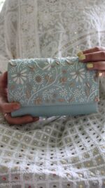 LIGHT TEAL CHIKANKARI CLUTCH