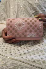PINK CHIKANKARI CLUTCH