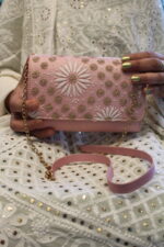 PINK CHIKANKARI CLUTCH - Image 2