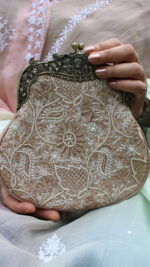 CHAMPAGNE CHIKANKARI CLUTCH