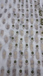 Dyeable Chanderi Silk Chikankari Mukaish Kurta Dupatta Fabric Set - Image 4