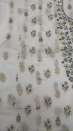 Dyeable Chanderi Silk Chikankari Mukaish Kurta Dupatta Fabric Set - Image 4