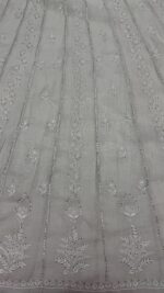 DYEABLE PURE & PREMIUM SILVER TISSUE CHIKANKARI & MUKAISH ANARKALI & DUPATTA SET - Image 5