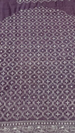LAVENDER PURE & PREMIUM MONGA SILK CHIKANKARI MEN'S KURTA FABRIC - Image 6