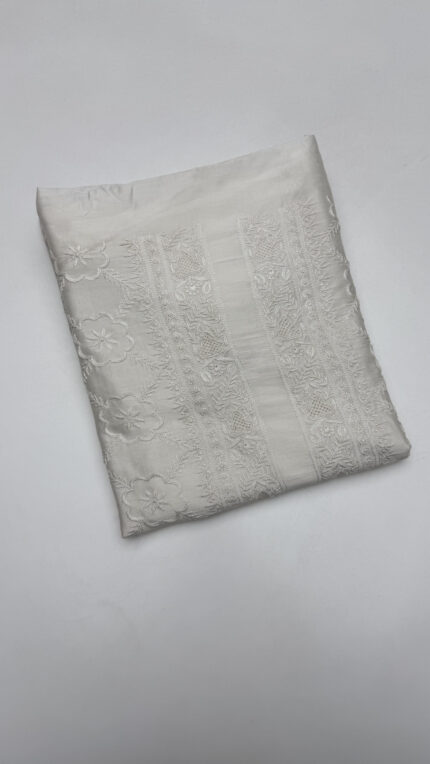 DYEABLE CHANDERI SILK CHIKANKARI MEN'S KURTA FABRIC