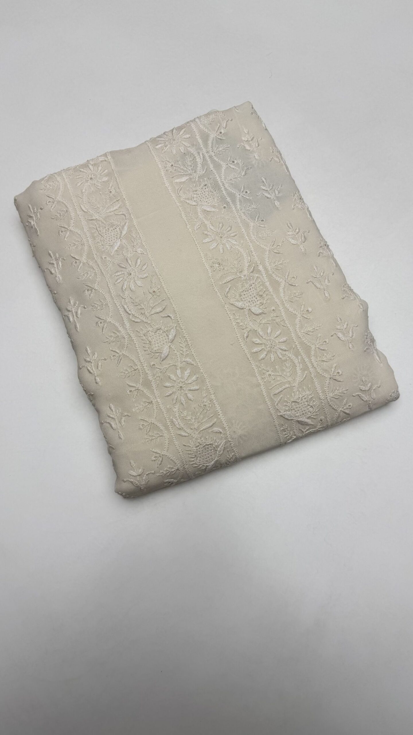 101 DYEABLE PURE & PREMIUM GEORGETTE CHIKANKARI MEN'S KURTA FABRIC - Image 1