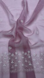 DUSTY LAVENDER PURE & PREMIUM ORGANZA CHIKANKARI KURTA & DUPATTA SET - Image 2