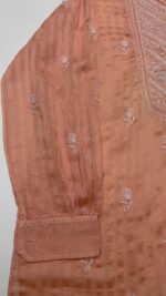 PEACH CHANDERI MUL CHIKANKARI CO-ORD SET - Image 3