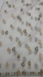 Dyeable Chanderi Silk Chikankari Mukaish Kurta Dupatta Fabric Set - Image 8