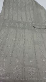 DYEABLE PURE & PREMIUM SILVER TISSUE CHIKANKARI & MUKAISH ANARKALI & DUPATTA SET - Image 7