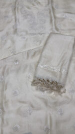 DYEABLE PURE & PREMIUM TUSSAR SILK CHIKANKARI KURTA & DUPATTA SET - Image 5
