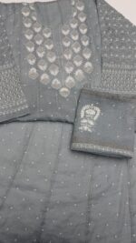 TEAL BLUE PURE & PREMIUM TISSUE CHIKANKARI ANARKALI & DUPATTA SET - Image 6