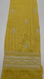 YELLOW CHANDERI MUL CHIKANKARI CO-ORD SET - Image 6