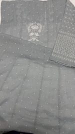 TEAL BLUE PURE & PREMIUM TISSUE CHIKANKARI ANARKALI & DUPATTA SET - Image 7