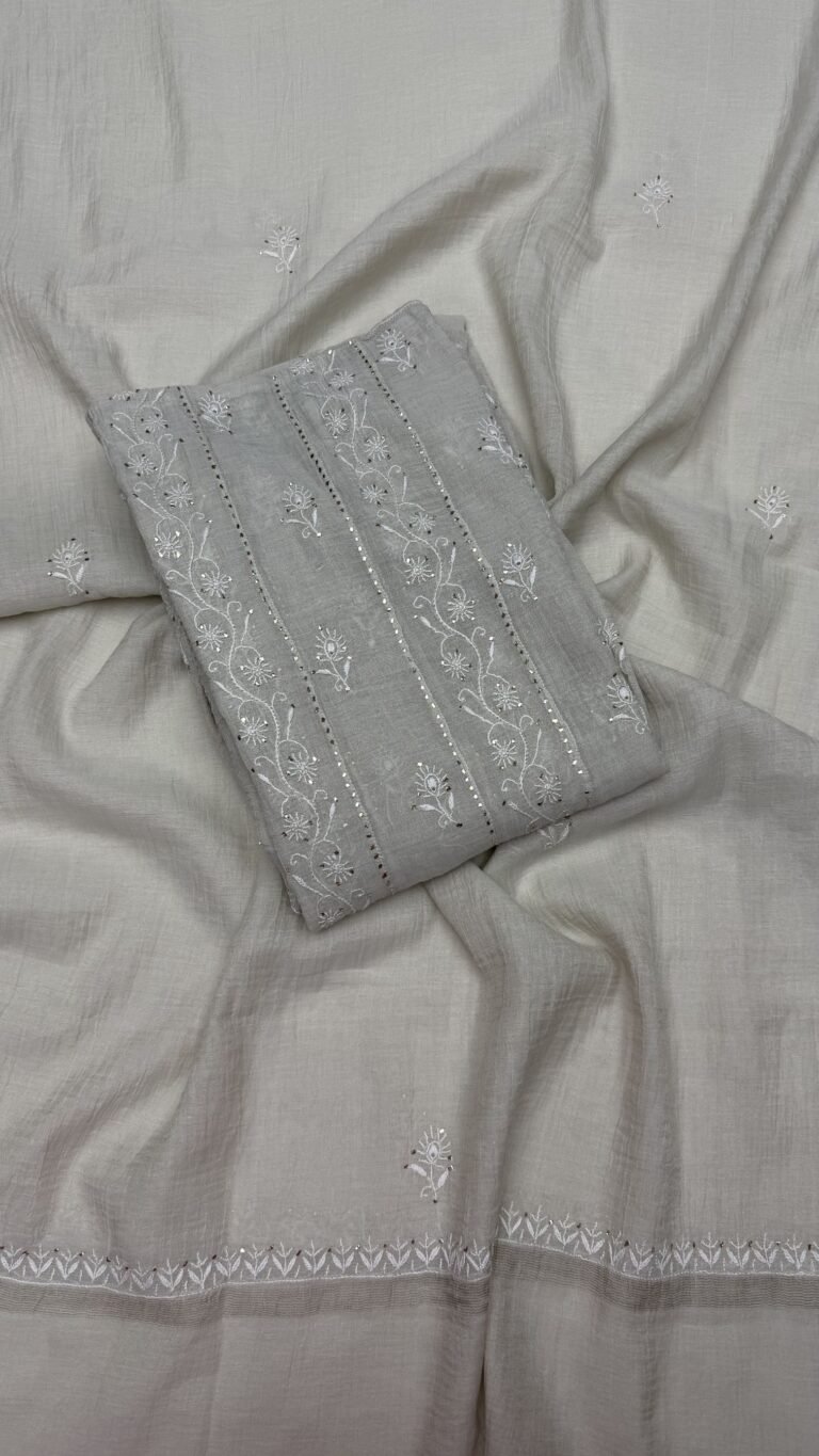 silver tissue anarkali set