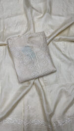 DYEABLE PURE & PREMIUM TUSSAR SILK CHIKANKARI KURTA & DUPATTA SET