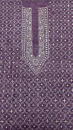 LAVENDER PURE & PREMIUM MONGA SILK CHIKANKARI MEN'S KURTA FABRIC - Image 2