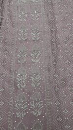 DUSTY LAVENDER PURE & PREMIUM ORGANZA CHIKANKARI KURTA & DUPATTA SET - Image 5