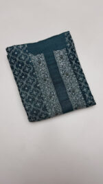 AQUA BLUE PURE & PREMIUM MONGA SILK CHIKANKARI MEN'S KURTA FABRIC