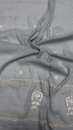 TEAL BLUE PURE & PREMIUM TISSUE CHIKANKARI ANARKALI & DUPATTA SET - Image 2