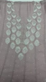 ONION PINK PURE & PREMIUM TISSUE CHIKANKARI ANARKALI & DUPATTA SET - Image 3