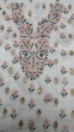 Dyeable Chanderi Silk Chikankari Mukaish Kurta Dupatta Fabric Set - Image 3
